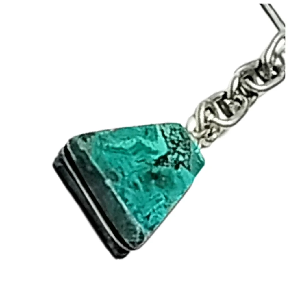 Green Stone Keyholder | Silver Tone Chain | Natural Stone Look